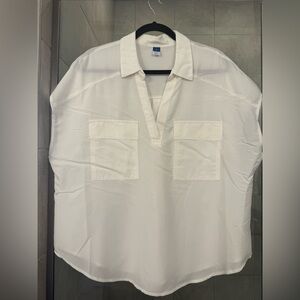 Old Navy Women’s White Casual Button Down Short Sleeve Shirt